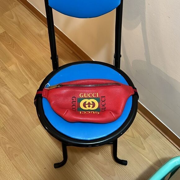 ❤️NWOT Gucci Belt Grained Logo Hibiscus Red Calfskin Cross Body Bag - Picture 12 of 14